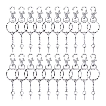

50 Pieces Metal Swivel Clasps Lanyard Snap Hook Lobster Claw Clasp and Key Rings Keychain with 11mm Screw Eye Pins