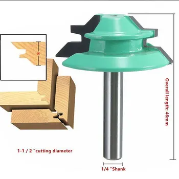 

1PC 45 Degree Lock Miter Router Bit 1-1/2" Diameter 1/4" Shank Green Wood Cutter For Woodworking Drilling Power Tools