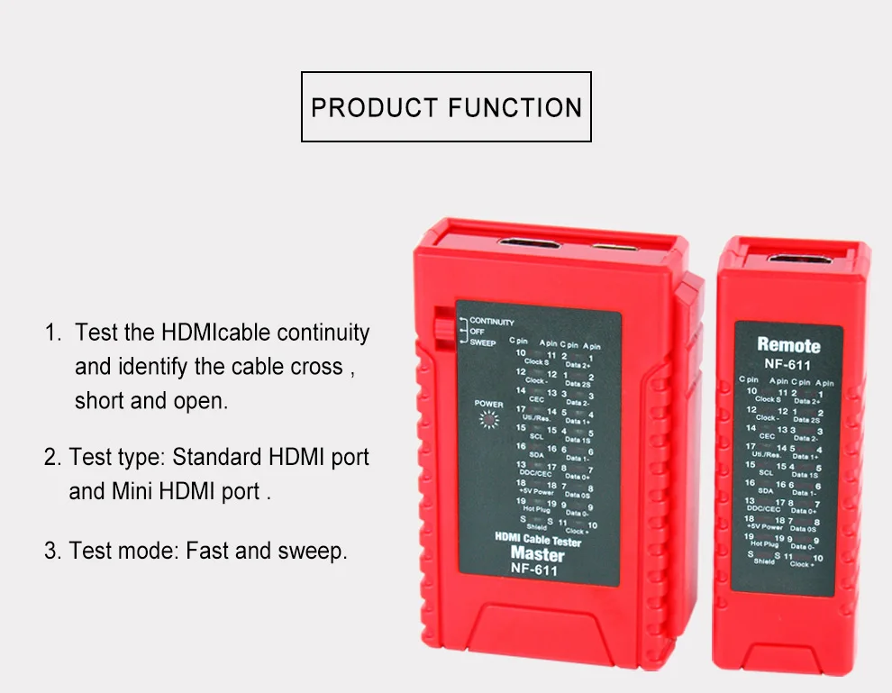 Noyafa кабельный тестер для стандартного HDMI и HDMI тестер NF-611