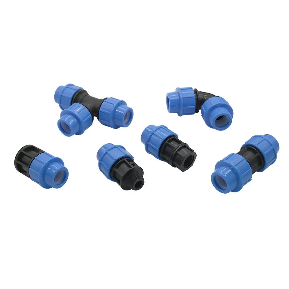 DN32 Pipe PE Connectors Straight Tee Elbow Type Adapter 1 Inch Male/Female Thread Connector Garden Irrigation Connection | Дом и сад