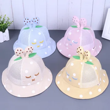 

Children's Mesh Hat NEW princess Hat in spring 2020 baby embroidery closed eye fisherman hat summer breathable sun hat