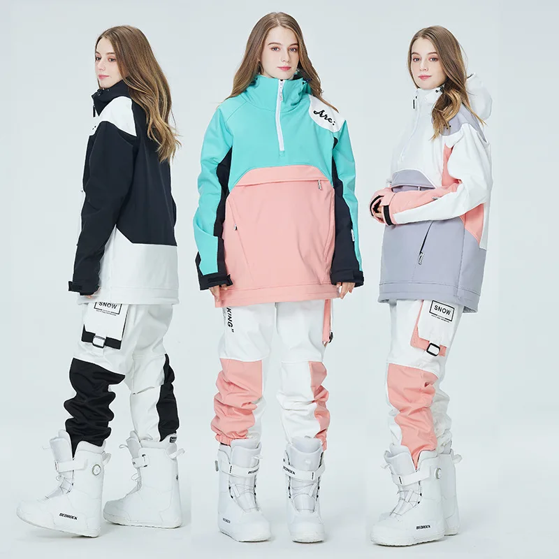 2023 New Fashion Snowboard Suit Men Women Ski Hoodie Set Winter Windproof Waterproof Warm Jacket Pants Skiing Suit Snow Overalls