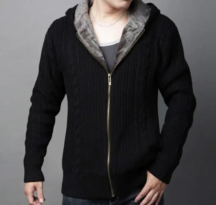 WENYUJH New Men Cardigan Thick Warm Wool Male Knitted Slim Fit Cashmere Fleece Sweater 2019 Autumn Winter Hooded Coat Zipper Top WENYUJH New Men Cardigan Thick Warm Wool Male Knitted Slim Fit Cashmere Fleece Sweater 2019 Autumn Winter Hooded Coat Zipper Top
