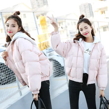 

New Fashion Short Type Hooded Long Sleeve Oversize Winter Coat Jacket 2019 Removable Cap Cotton Coat Female's Jaqueta Feminina