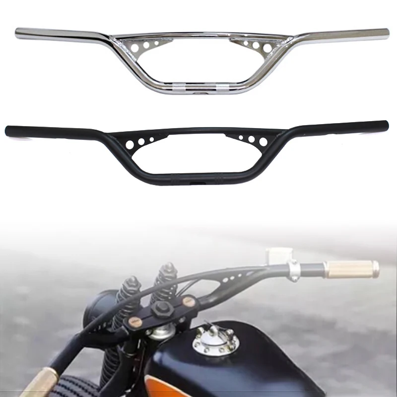 

1" 25mm Black/Chrome Motorcycles Bikes Cruve Bend Drag Handlebar Cafe Racer Fit For Harley Suzuki Triumph