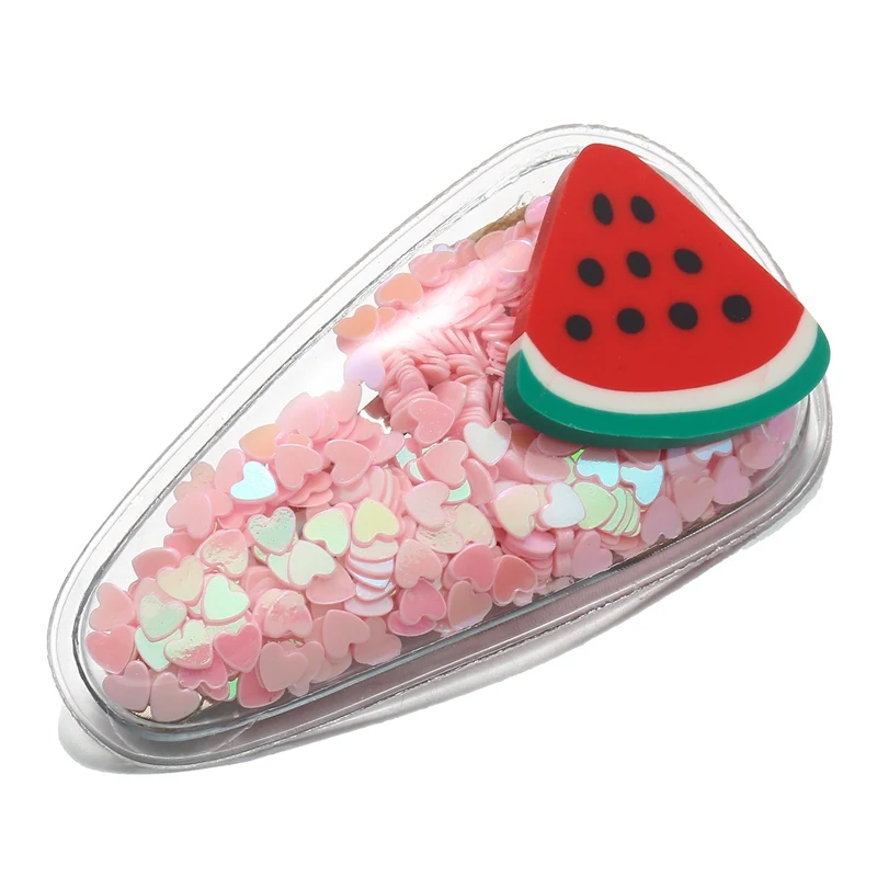 watermelon Подходящие правильные ювелирные изделия для волос Милые Блестки фрукты заколка для волос/булавка/палка/заколка корейский Свадебный Bobby заколка для волос головы аксессуары SP905 - Окраска металла: watermelon