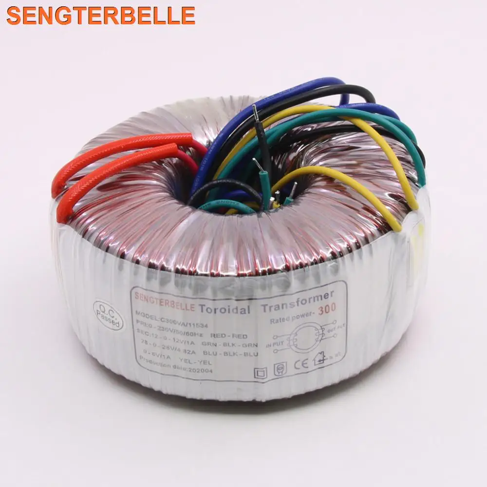 300W тороидальный трансформатор из чистой меди Dual 28V 12V Single 6V источник питания для