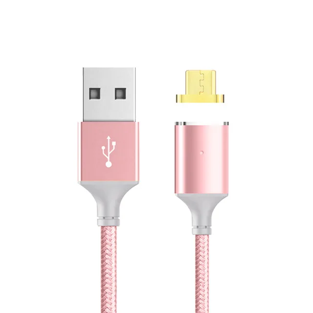 Магнитный нейлоновый плетеный кабель для быстрой зарядки для samsung GALAXY S10e A9 A7 C5 C7 C8 для huawei Nova 3i enjoy 8e Xiaomi Note 4 - Цвет: Pink