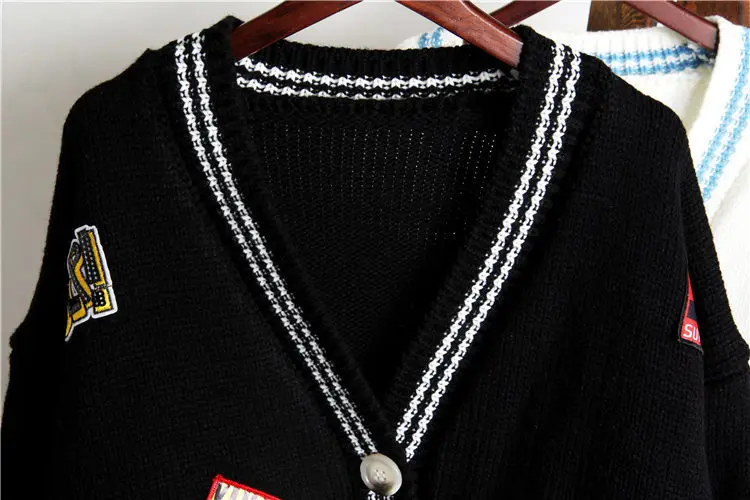 Высокое качество Осень женский свитер большого размера Свободный Повседневный персональный кардиган вышивка узор мультфильм длинное пальто
