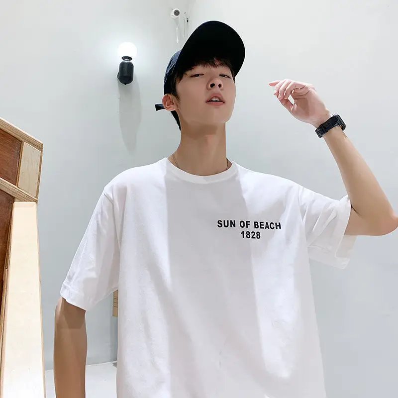 

Men's T-shirt 2020 summer new slim, pure color, hip hop, simple and easy casual casual personality T-shirt youth men's wear