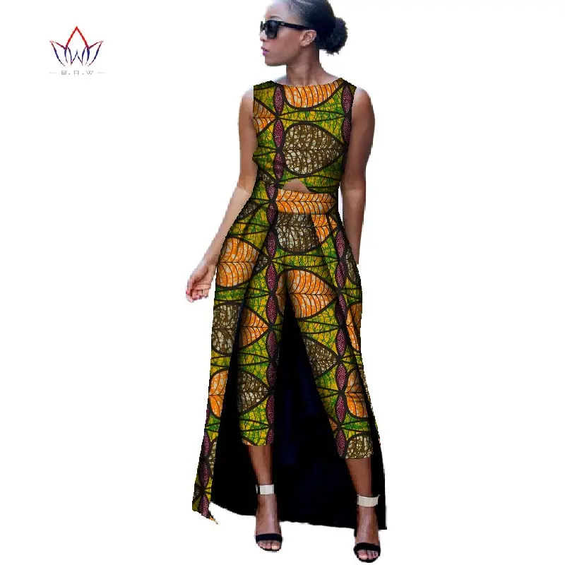 Новая мода Африка хлопок Принт Комбинезон Африканский Базен комбинезон Riche для Женщин Дашики Фитнес Комбинезон для леди WYD8 - Цвет: 19