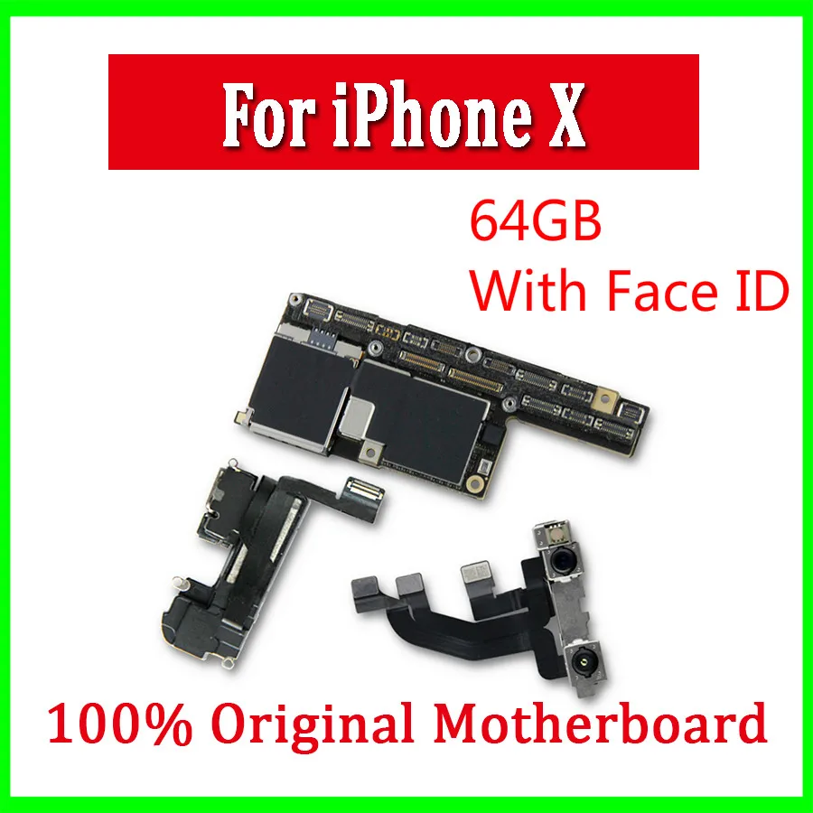 

Original Motherboard For iPhone X With / Without Face ID Unlocked Logic Board For iPhone X Mainboard Good Working With IOS