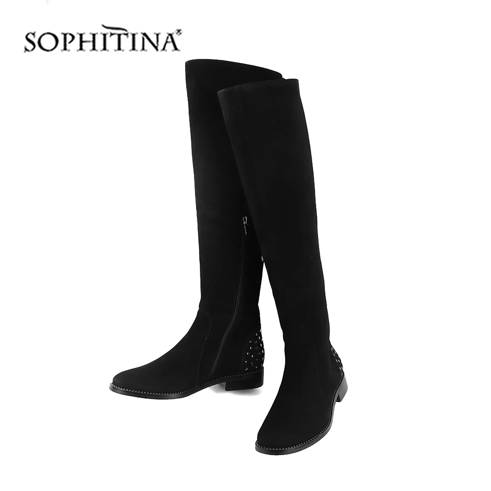 SOPHITINA/удобные сапоги до колена Высококачественная модная обувь из коровьей кожи
