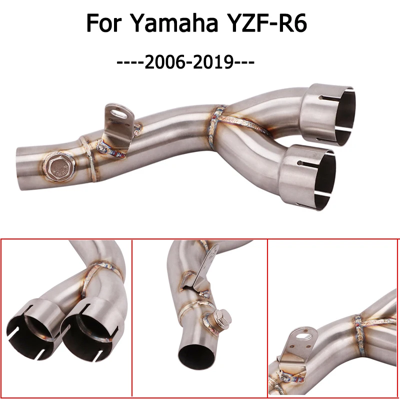 Выхлопная средняя труба для мотоцикла Yamaha YZFR6 R6 2006-2013 из нержавеющей стали