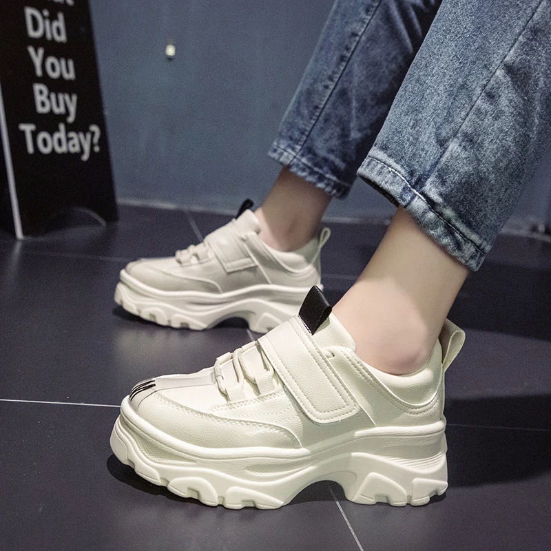 Autumn New Women Chunky Sneakers 2019 New Thick Sole Platform White Sneakers  Fashion Women Casual Shoes Dad Shoes