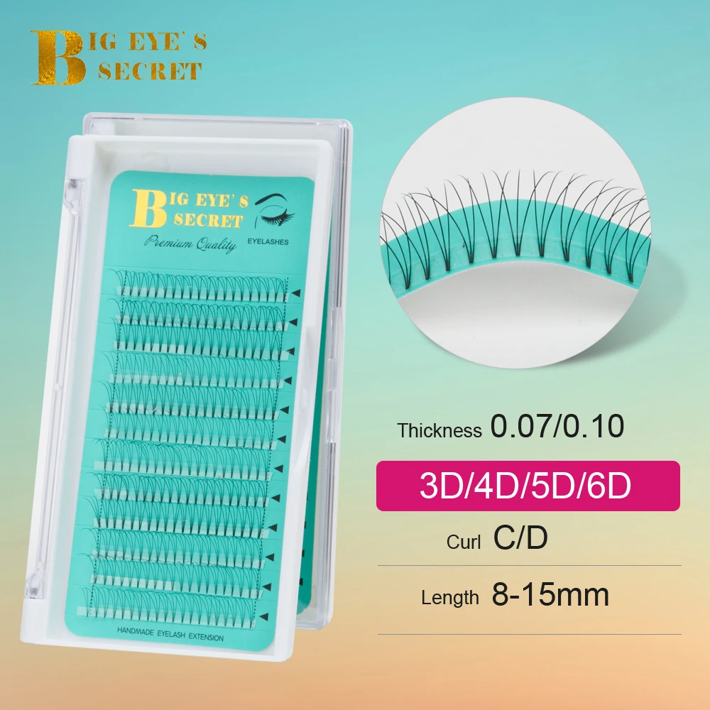 

Big Eye's Secret Premade Russian Volume Short Stem Lashes Faux Mink Lashes Natural Makeup 0.07mm C/D Curl Eyelash Extensions
