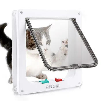 

TTLIFE Cat Flap Door with 4 Way Lock Security Flap Door for Dog Cat Kitten Small Pet Gate Door Kit Intellgence Control Pet Door