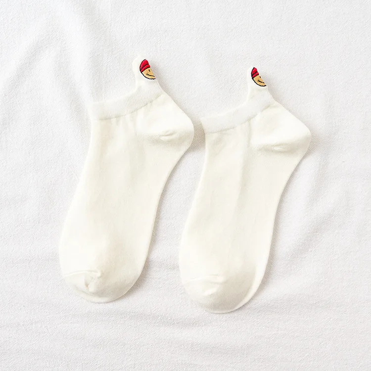1 пара, милые Креативные забавные Женские носочки с рисунком, милые хлопковые носки со смайликом, индивидуальные модные повседневные короткие женские носки - Цвет: A white