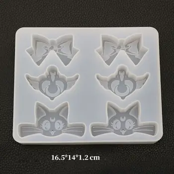 

Cartoon Cat Bowtie Heart Wing Pendant Silicone Mold UV Resin Mold Jewelry Tools