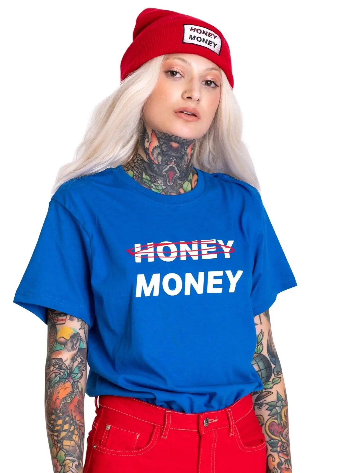 HONEY MONEY T SHIRT TEE TOP TUMBLR HIPSTER GRUNGE SLOGAN KAWAII BLUE ART RETRO | Мужская одежда