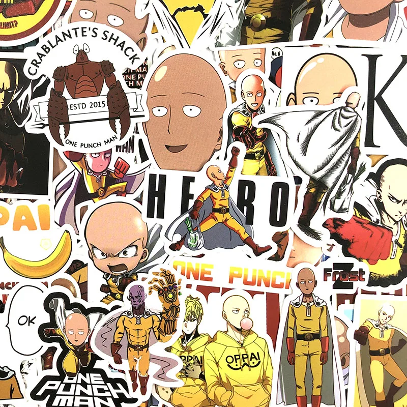 50 шт./компл. японский аниме ONE PUNCH-MAN наклейки для автомобиля ноутбук телефон холодильник мотоцикл для Детский скейтборд наклейки