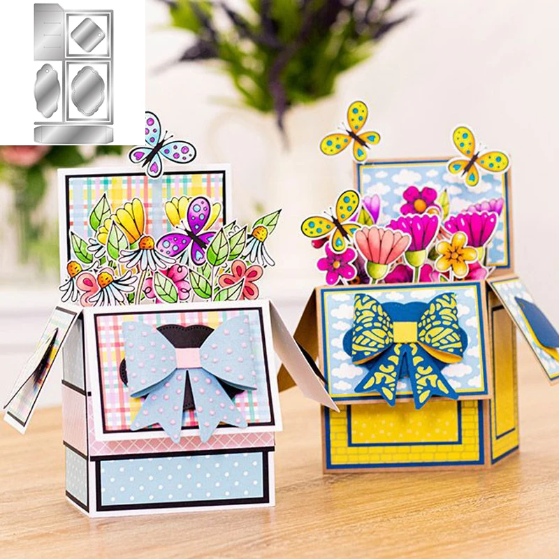 

Small Pop-up Box Combination Metal Cutting Dies Stencil For DIY Scrapbooking Decor Craft Album Cards Making Template 2020 New
