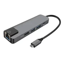 USB C концентратор RJ45 + Hdmi + DP + USB3.0 TypeC концентратор для Gigabit Ethernet Rj45 Lan адаптер для MacBook Pro
