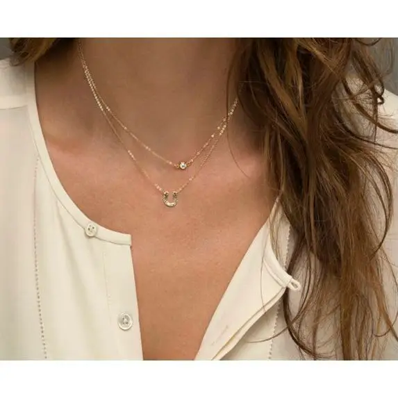 

2015new Women Fashion Simple Double Lettersnecklace Je