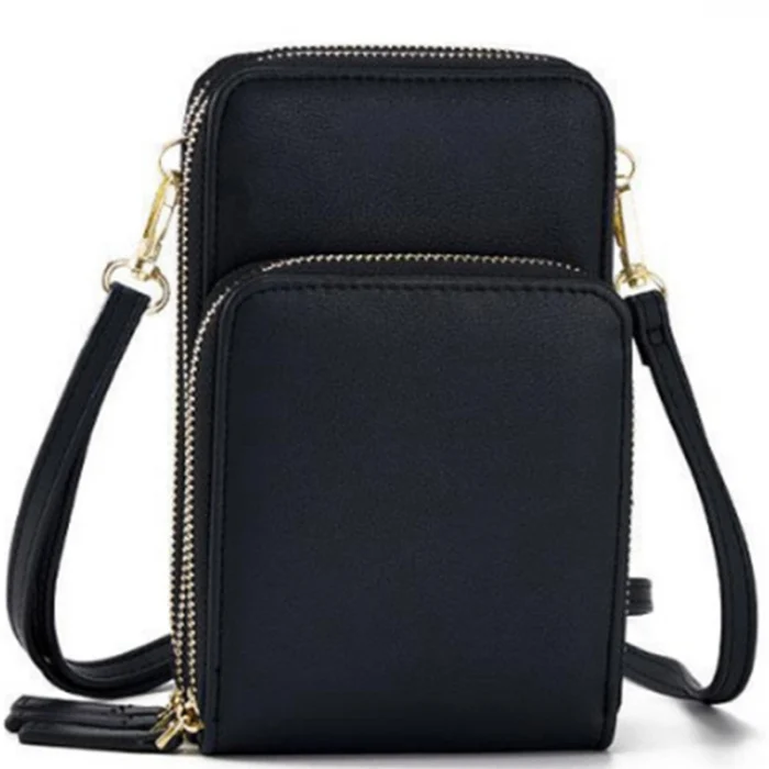 Leather Crossbody Cellphone Shoulder Bag for Female Student Smartphone Wallet with Removable Strap BJStore