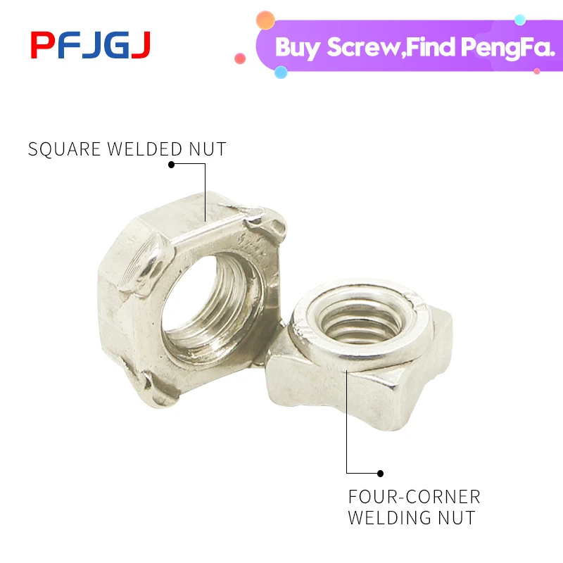 

Peng Fa DIN928 304 Stainless Steel Quadrilateral Welded Nut Quadrilateral Spot Welded Nut M4M5M6M8M10M12