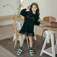 В году Г. Новое зимнее плотное платье для девочек Сетчатое платье для маленьких девочек в стиле пэчворк Модное детское зимнее платье с буквенным принтом для девочек#8249