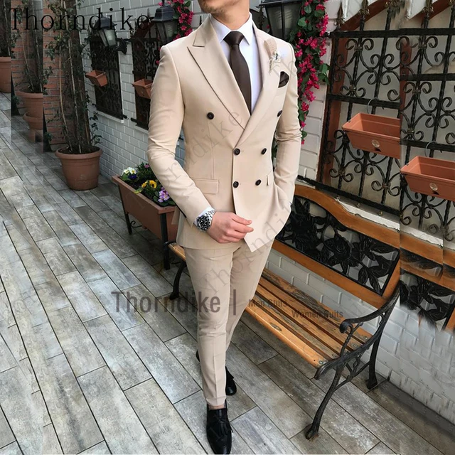 Traje 2 piezas para hombre, Formal de verde con solapa de muesca de doble botonadura, esmoquin gris para graduación boda (Blazer + Pantalones) _ - AliExpress Mobile