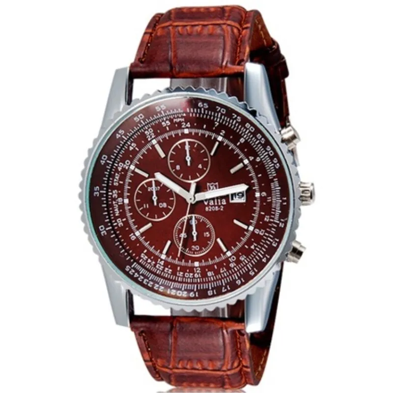 Мужские Роскошные Кварцевые часы с кожаным ремешком аналоговые брендовые