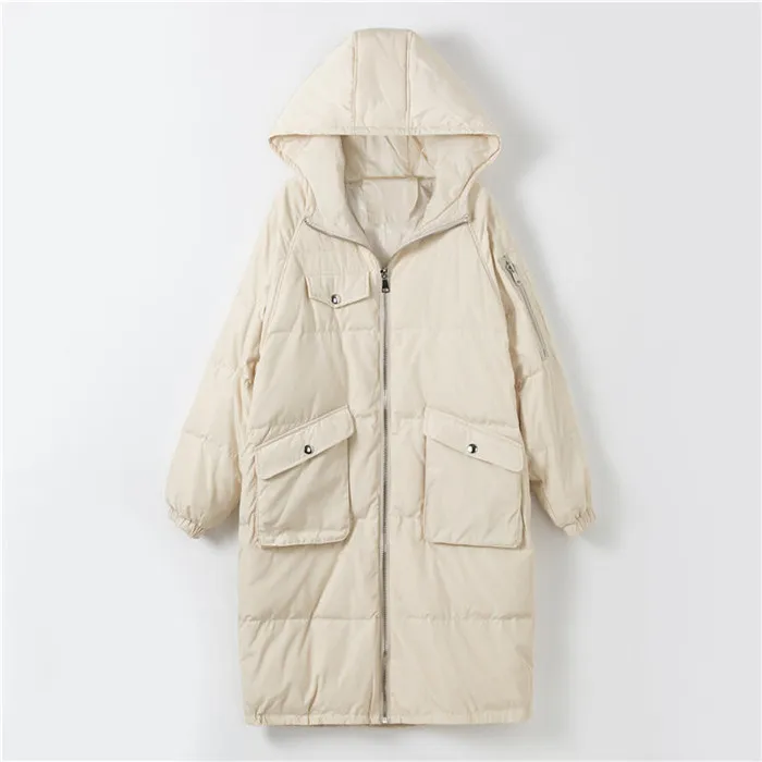 beige Pudi XM906 Женское зимнее теплое пальто новая ткань 90% утиный пух меховой капюшон, воротник оверсайз женская модная повседневная Куртка парка - Цвет: beige