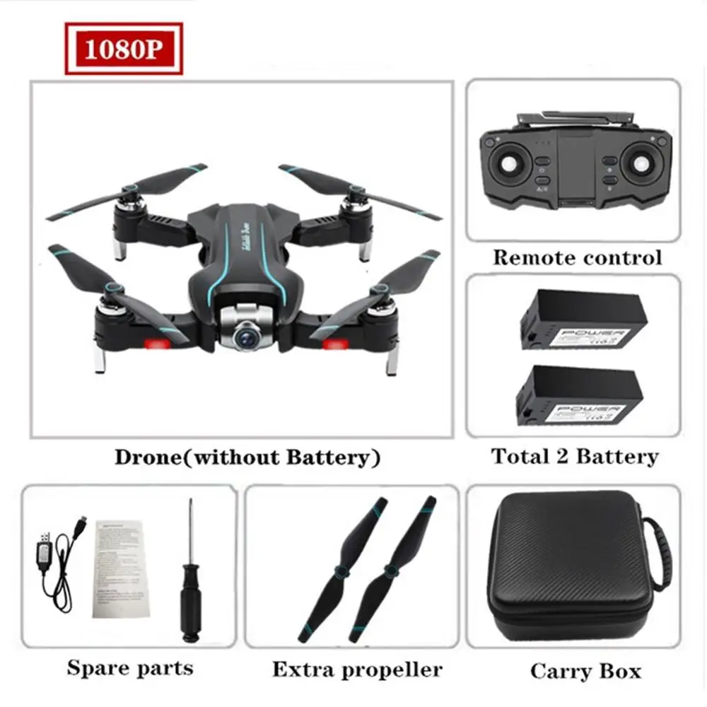 1080p 2battery bag S17 Дрон 4k HD камера gps Дрон WiFi FPV 1080P без сигнала возврата RC вертолет полёт 15 минут Квадрокоптер Дрон с камерой - Цвет: 1080p 2battery bag