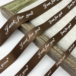 5 - Yard Printed Polyester Ribbon for Romantic Gift Wrapping and Wedding Decoration (Brown)