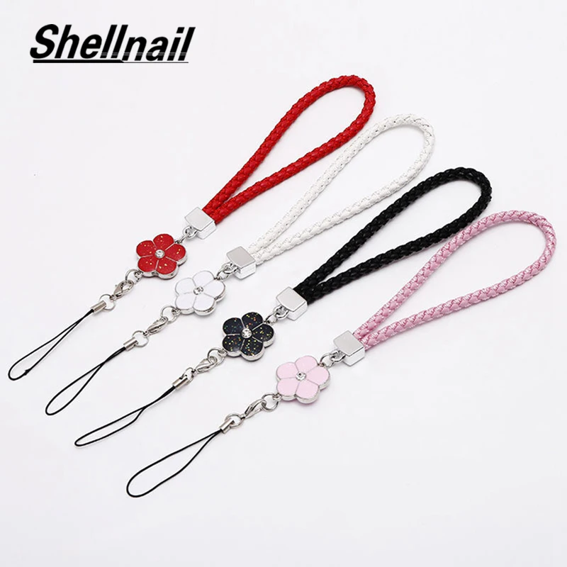

Shellnail PU Leather Mobile Phone Strap Smart Phone Key Holder Ring Flower Lanyard Phone Accessory Cord Phone Hand Rope Keychain
