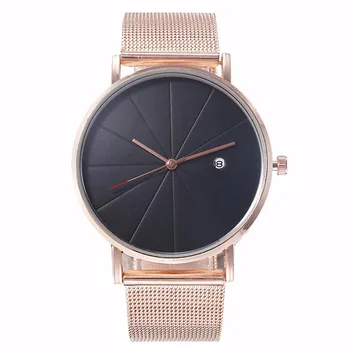 

Aliexpress hot hot style alloy mesh with calendar watch simple easy to go with radiation men's watch quartz watch