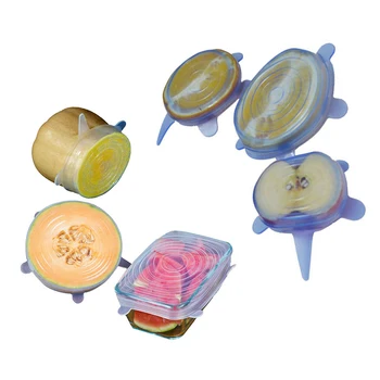 

Silicone Stretch Lids Reusable Airtight Food Storage Covers Durable Stretchable Fit Various Sizes Shapes Containers 12-Pack