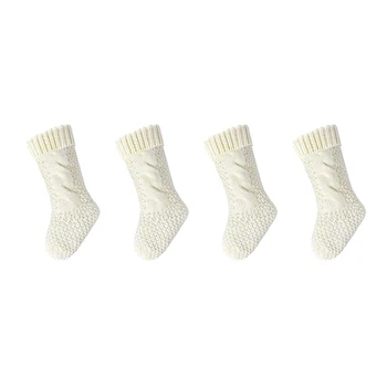 

4PCS Woolen Knitted Wall Decoration Candy Bag Socks Socks Gift Bag Socks Ornaments