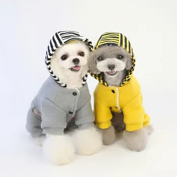 

Pet Dog Clothes Letter Clothings Dogs Jumpsuits Super Small Clothing Cute Striped Print Autumn Winter Yellow Girls Ropa Perro