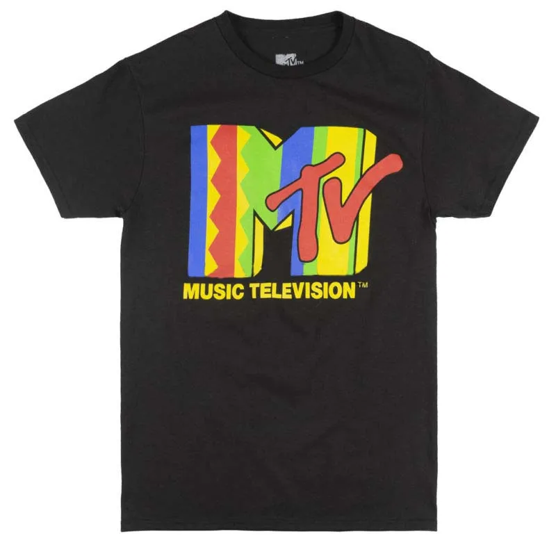 

Mtv Music Television Colored Logo T-Shirt Mens Rock Pop Rap Hip Hop Tv Tee Black