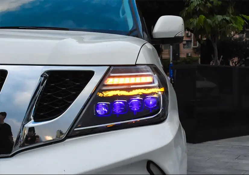2 шт. 2012~ 2019y автомобильный bupmer головной светильник для Nissan фара на patrol Y62 автомобильные аксессуары все в светодиодный противотуманный патруль Y62 налобный фонарь