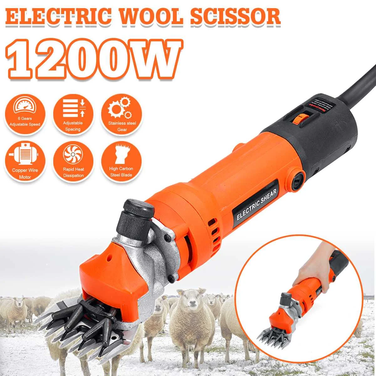 

1200W 110V/220V 6 Gears Speed Electric Sheep Goat Shearing Machine Clipper Farm Shears Cutter Wool scissor Cut Machine