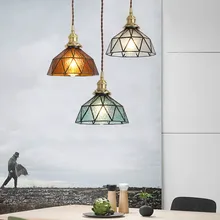 Lámpara colgante de cristal de latón hecha a mano de estilo nórdico para sala de estar cocina lámpara colgante lámpara de noche para dormitorio pasillo restaurante