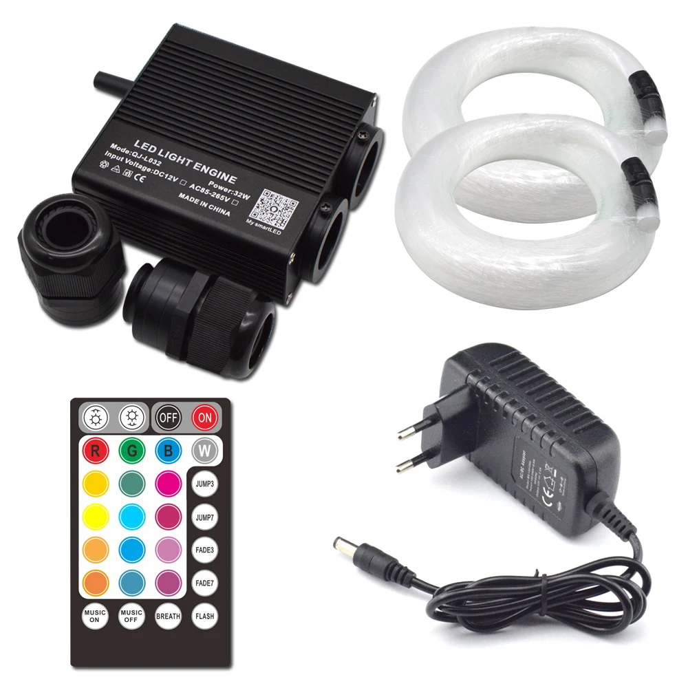 Fiber Optic Lights Double Engine Car Roof Star Night Projector Starlight 1000 12v Sound Activated 32W RGBW Kit