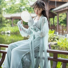 Древние Традиционные танцевальные костюмы Hanfu для женщин, китайское народное платье феи с вышивкой, Цветочное платье династии Тан для костюмированной вечеринки