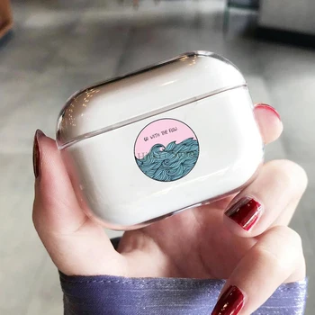 

Ocean Wave Go with flow Earphone Case For AirPods Pro Transparent Protective Cover For Airpods 3 Charging Box