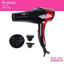 Surker, электрический фен, складная ручка, 2000 Вт, холодный, горячий воздух, низкое излучение, высокий отрицательный ион, постоянная температура