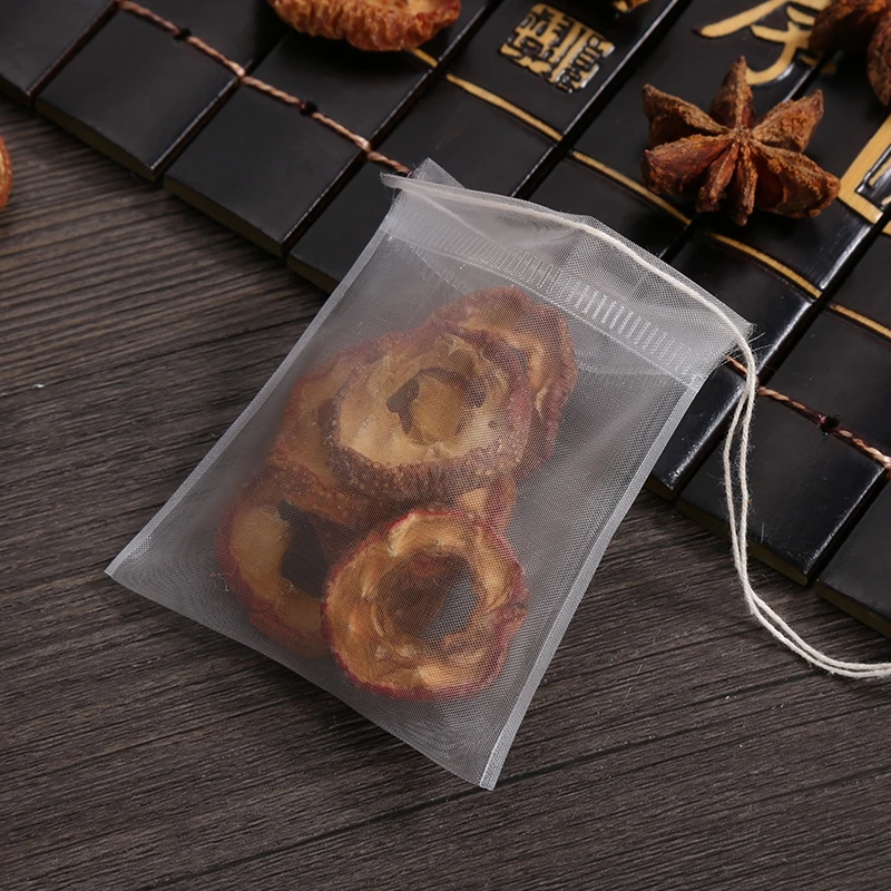 Transparent Nylon Teabags Empty Tea Bags Disposable Nylon Tea Bags with String Heal Seal Filter Bag for Spice Herb Loose disposable tea bags disposable tea filter bags